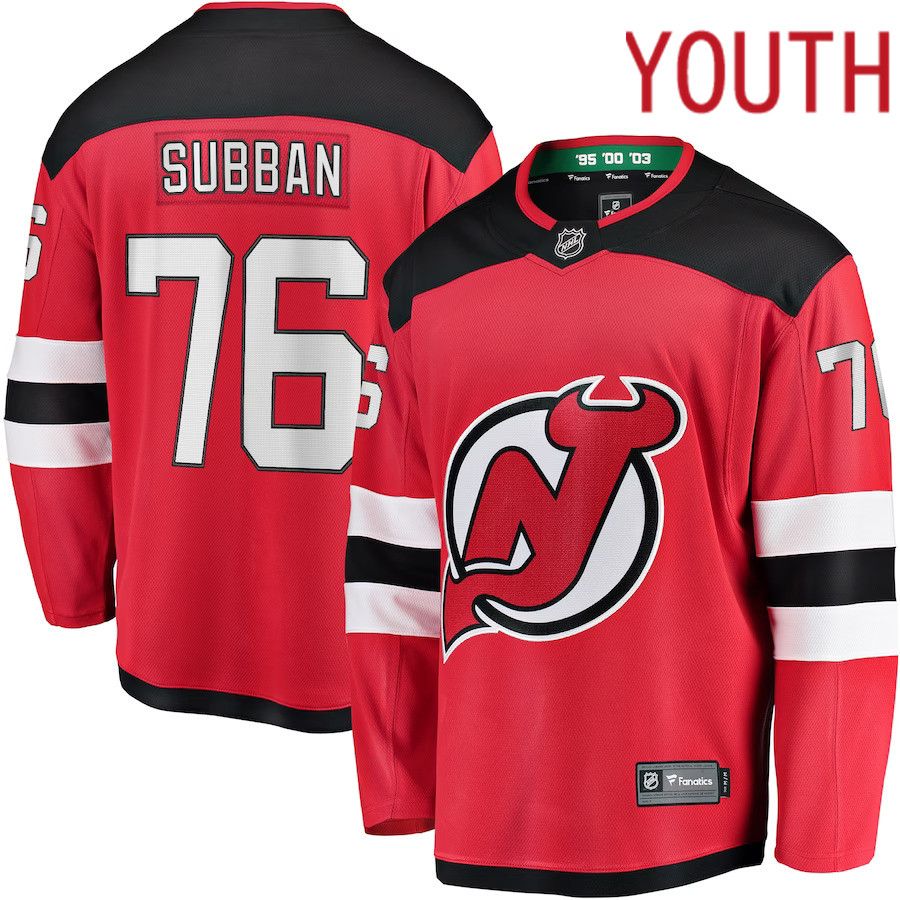 Youth New Jersey Devils #76 P.K. Subban Fanatics Branded Red Home Breakaway Player NHL Jersey